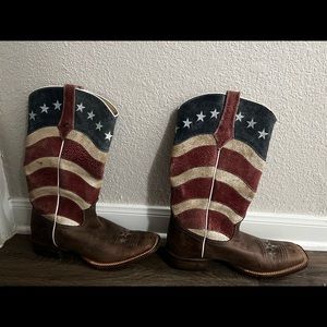 American Flag Square Toe Boots